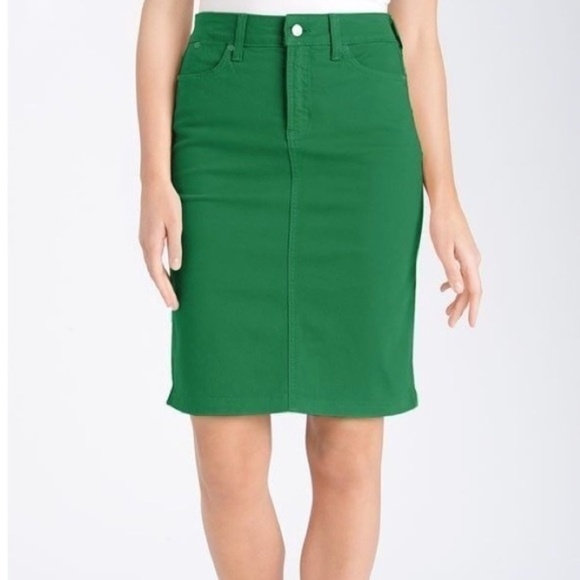 NYDJ Clover Green Emma Twill Pencil Skirt 4P - Picture 1 of 10